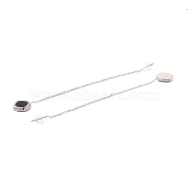 Long Chain with Enamel Rhombus Dangle Stud Earrings(EJEW-A067-03P)-5
