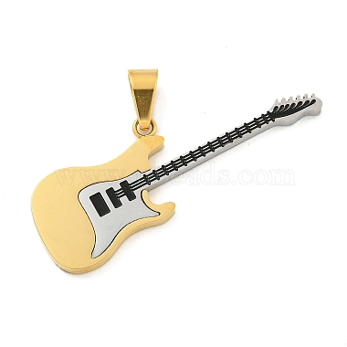 Golden & Stainless Steel Color Black Guitar Stainless Steel+Enamel Pendants