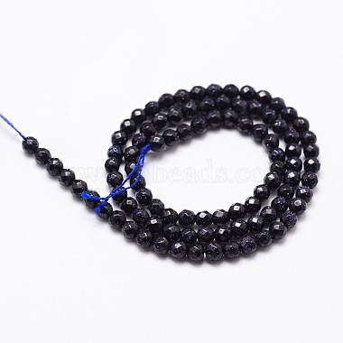 Synthetic Blue Goldstone Beads Strands(G-D840-14-6mm)-2