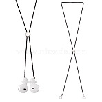 2Pcs Polyester Earphone Cord Straps, Silicone Loops Adjustable Wireless EarBuds Lanyard Neck Cord, Coconut Brown, 355mm(HJEW-TAC0164)