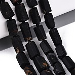 Natural Black Tourmaline Beads Strands, Faceted, Column, with Seed Beads, 12.5~17.5x6.5~11x6.5~11mm, Hole: 0.9~1.2mm, about 24~26pcs/strand, 16.34 inch(41.5cm)(G-N362-08A-01)