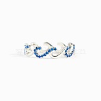 Wave Shaped 925 Sterling Silver Micro Pave Cubic Zirconia Finger Rings, Platinum, US Size 7(17.3mm)(FS-WGA19D0-02)