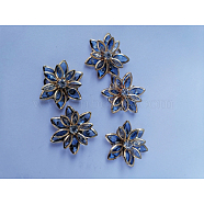 Acrylic Rhinestone Cabochons, with Golden Tone Brass Findings, Flower, for Hair Accessories, Light Blue, 23mm(OHAR-PW0010-02G)