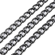 Aluminium Curb Chain, Unwelded, with Spool, Gunmetal, 15x11x2.5mm, about 65.62 Feet(20m)/Roll(CHA-C003-04B)