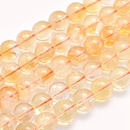 Natural Citrine Beads Strands, Round, 6mm, Hole: 1mm, about 63pcs/strand, 15.5 inch(39.5cm)(G-O166-10-6mm)