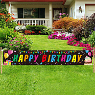 Polyester Hanging Banners Children Birthday, Birthday Party Idea Sign Supplies, Happy Birthday, Black, 300x50cm(AJEW-WH0190-003)
