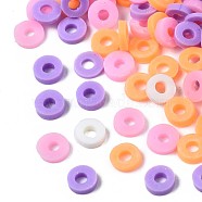 Handmade Polymer Clay Beads, Heishi Beads, Disc/Flat Round, Mixed Color, 4x0.5~1.5mm, Hole: 1.5mm, about 9190pcs/138g(CLAY-N011-40-32)