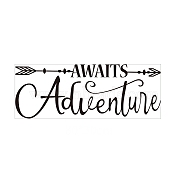 PVC Wall Stickers, for Home Living Room Bedroom Decoration, Word Awaits Adventure, Black, 29x80cm(DIY-WH0228-022)