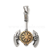 Viking 304 Stainless Steel Pendants, Axe with Valknut Charm, Antique Silver & Golden, 47.5x32x4mm, Hole: 7.5x4mm(STAS-Z059-08AS)