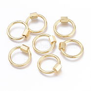 Brass Screw Carabiner Lock Charms, for Necklaces Making, Long-Lasting Plated, Cadmium Free & Lead Free & Nickel Free, Ring, Real 18K Gold Plated, 20x2mm, Screw: 6x5x5mm(KK-I673-09G)