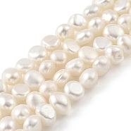 Natural Cultured Freshwater Pearl Beads Strands, Two Sides Polished, Cornsilk, 6~7mm, Hole: 0.5mm, about 25pcs/strand, 6.69''(17cm)(PEAR-A006-07G)