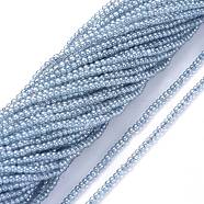 Electroplate Glass Beads Strands, Pearl Luster Plated, Round, Light Steel Blue, 2.5mm, Hole: 0.7mm, about 177pcs/Strand, 14.09 inch(35.8cm)(EGLA-K014-A-PL01)
