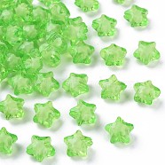 Transparent Acrylic Beads, Bead in Bead, Faceted, Star, Lime, 10.5x11x7mm, Hole: 2mm, about 1280pcs/500g(TACR-S152-01A-730)