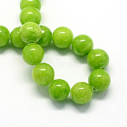 Natural Dyed Yellow Jade Gemstone Bead Strands, Round, Green Yellow, 8mm, Hole: 1mm, about 50pcs/strand, 15.7 inch(X-G-R271-8mm-Y12)
