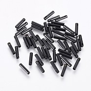 304 Stainless Steel Cord Ends, End Caps, Column, Electrophoresis Black, 7x1.6mm, Hole: 0.8mm, Inner Diameter: 1mm(STAS-K190-01A-B)