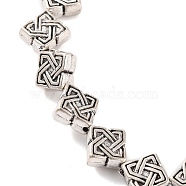 Tibetan Style Rhombus Alloy Bead Strands, Lead Free & Cadmium Free & Nickel Free, Antique Silver, 7x4mm, Hole: 1mm, about 23pcs/strand, 8 inch(TIBEB-O007-05-NR)