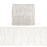 1.25 Yards Seed Bead Fringe Trimming, Ornament Accessories, White, 210mm(DIY-BC0012-58A)