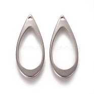 304 Stainless Steel Pendants, Teardrop, Stainless Steel Color, 31.5x13x2mm, Hole: 1.5mm(STAS-L226-032P)