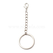 304 Stainless Steel Keychain, with Iron Twisted Chains Curb Chains, Zinc Alloy Lobster Claw Clasps, Platinum, 8.9cm(KEYC-JKC00333-02)