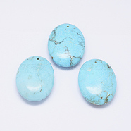 Natural Howlite Pendants, Oval, Dyed & Heated, 40x30x11mm, Hole: 2mm(G-K178-18)