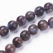 Natural Glaucophane Beads Strands, Round, Saddle Brown, 6mm, Hole: 1mm, about 62pcs/strand, 15.3 inch(39cm)(G-F520-39-6mm)