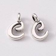 Tibetan Style Alloy Charms, Cadmium Free & Lead Free, Antique Silver, Letter.C, C: 10x6x1.5mm, Hole: 1.8mm(TIBEP-R361-01C-AS-RS)