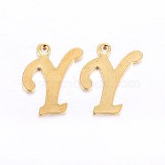 201 Stainless Steel Pendants, Letter, Golden, Letter.Y, 14x11x1mm, Hole: 1mm(STAS-O098-03G-Y)