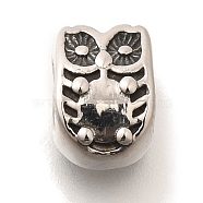 304 Stainless Steel European Beads, Large Hole Beads, Owl, Antique Silver, 11x7.5x7.5mm, Hole: 5mm(STAS-G350-07AS)