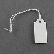 Paper Price Cards, Can be tied on the products, Rectangle, White, 27x13x0.4mm(X-CDIS-S023-13)