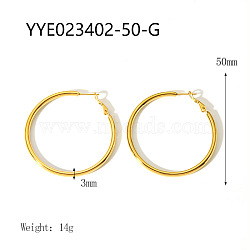 Stylish Stainless Steel Big Hoop Earrings, Real 18K Gold Plated, 50x3mm(NA7733-3)