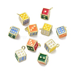 Alloy Enamel Pendant, Dice, Mixed Color, 13.5x11x9mm, Hole: 1.2mm(ENAM-P242-01)