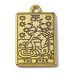 Zinc Alloy Pendants, Rectangle with Tarot Charm, Antique Golden, The Star XVII, 23.3x14x1.5mm, Hole: 1.8mm(PALLOY-WH0105-05A-AG)