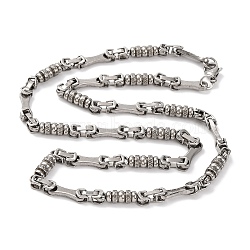 201 Stainless Steel Column Link Chain Necklace, with 304 Stainless Steel Clasps, Stainless Steel Color, 23.78 inch(60.4cm)(NJEW-F222-25P)