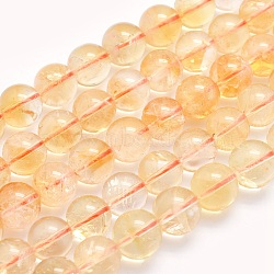 Natural Citrine Beads Strands, Round, 6mm, Hole: 1mm, about 63pcs/strand, 15.5 inch(39.5cm)(G-O166-10-6mm)