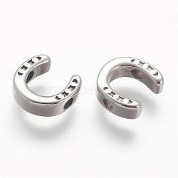 304 Stainless Steel Beads, Horseshoes, Antique Silver, 9.5x10x3mm, Hole: 2mm(STAS-A032-039AS)