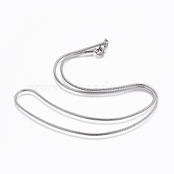 304 Stainless Steel Snake Chain Necklaces, with 304 Stainless Steel Clasps, Stainless Steel Color, 19.9 inch(50.5cm), 1.5mm(NJEW-F248-02A-P)