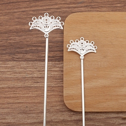 Alloy Hair Stick Findings for Women, Fan, Silver, 23x30mm(PW-WGF68B0-02)