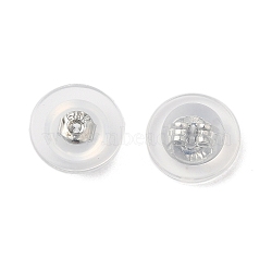 Long-Lasting Plated Brass Silicone Ear Nuts, Platinum, 7.7x3.7mm, Hole: 0.6mm(KK-K381-04P)