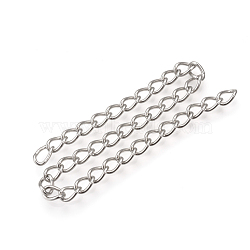 201 Stainless Steel Curb Chains, with Spool, Unwelded, Stainless Steel Color, 6x4x1mm, about 82.02 Feet(25m)/roll(CHS-Q001-23-01)