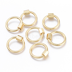 Brass Screw Carabiner Lock Charms, for Necklaces Making, Quick Links, Long-Lasting Plated, Cadmium Free & Lead Free & Nickel Free, Ring, Real 18K Gold Plated, 20x2mm, Screw: 6x5x5mm(KK-I673-09G)