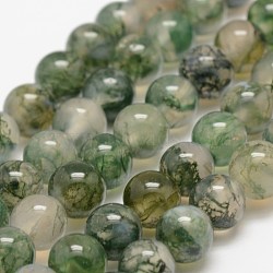 Natural Moss Agate Beads Strands, Round, 4mm, Hole: 0.5mm, about 93pcs/strand, 14.56~14.76 inch(37~37.5cm)(X-G-F453-4mm)