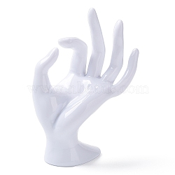 Plastic OK Hand Rings Display Stands, Jewelry Organizer Holder for Rings Storage, WhiteSmoke, 9.3x5x16.5cm(ODIS-Q041-01C)