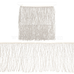 1.25 Yards Seed Bead Fringe Trimming, Ornament Accessories, White, 210mm(DIY-BC0012-58A)