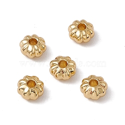 Rack Plating Brass Beads, Long-Lasting Plated, Cadmium Free & Nickel Free & Lead Free, Pumpkin Shape, Real 18K Gold Plated, 5.5x3mm, Hole: 1.8mm(X-KK-C007-40G)