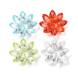 Transparent Acrylic Beads Caps, Flower, Mixed Color, 31x31x9mm, Hole: 1.8mm(X-SACR-A006-05)