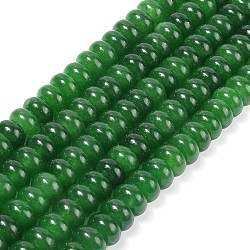 Dyed Natural White Jade Beads Strands, Rondelle, Green, 10x6mm, Hole: 1.2mm, about 63pcs/strand, 14.88''(37.8cm)(G-G107-A09-01)