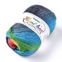 Wool Knitting Yarn, Segment Dyed, Crochet Yarn, Colorful, 1mm, about 400m/roll(YCOR-F001-10)