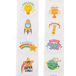8 Styles Self-Adhesive Paper Cartoon Reward Stickers, Stickers for Students, Flat Round, Star, 25mm, 500pcs/roll(DIY-A049-01C)