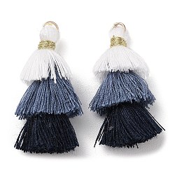 Polycotton Tassel Pendant Decorations, with Iron Loops, White, 34~45x4~5mm, Hole: 3mm(GLAA-K060-07KCG-04)