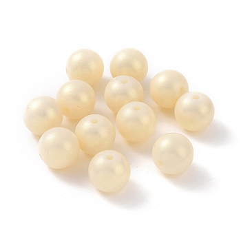 ABS Plastic Imitation Pearl Beads, Iridescent, Round, Light Yellow, 13.5mm, Hole: 2.2mm, about 370pcs/500g